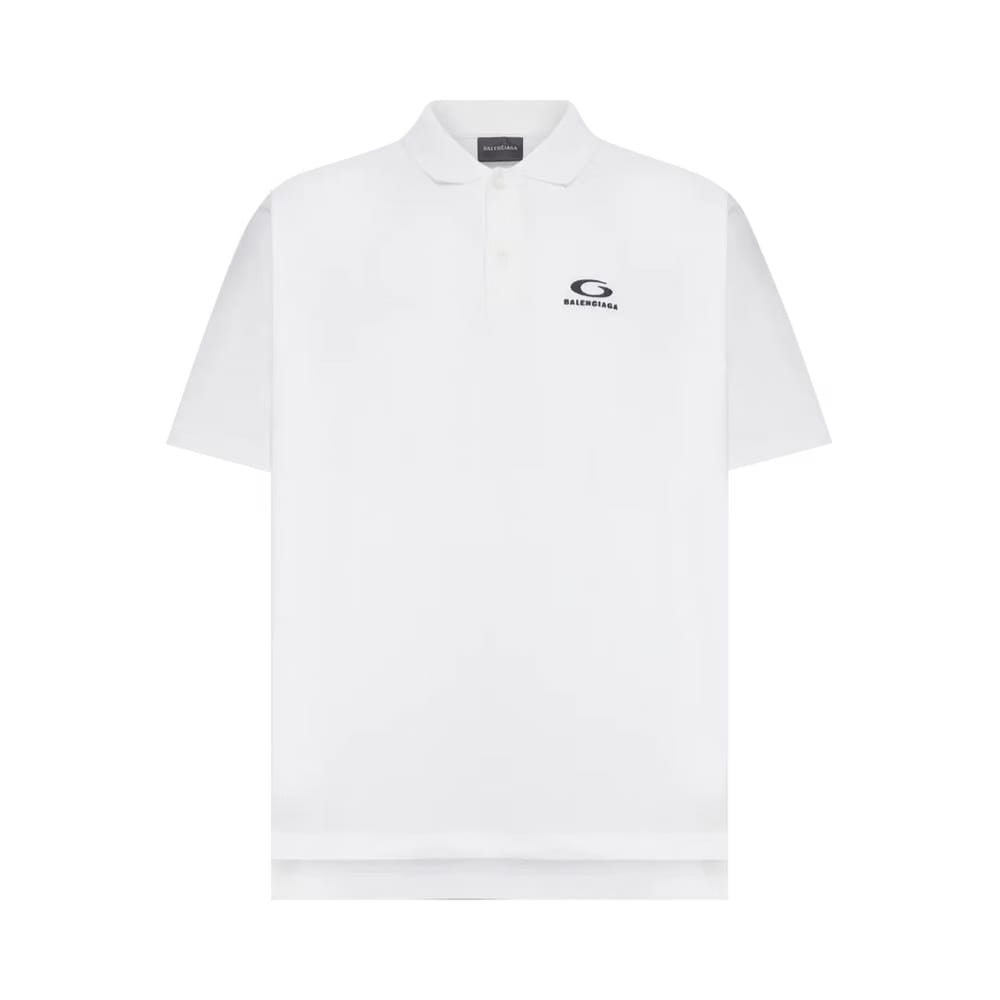 Balenciaga Shorts-Sleeve Regular Polo T-Shirt White
