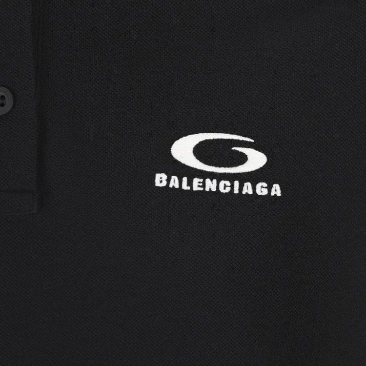 Balenciaga Shorts-Sleeve Polo T-Shirt Black/White