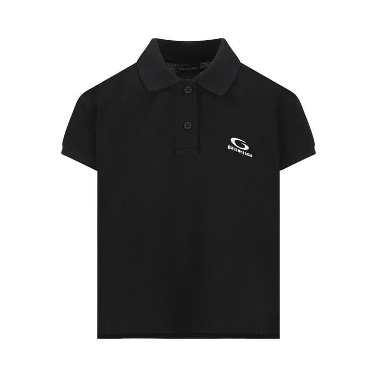 Balenciaga Shorts-Sleeve Polo T-Shirt Black/White