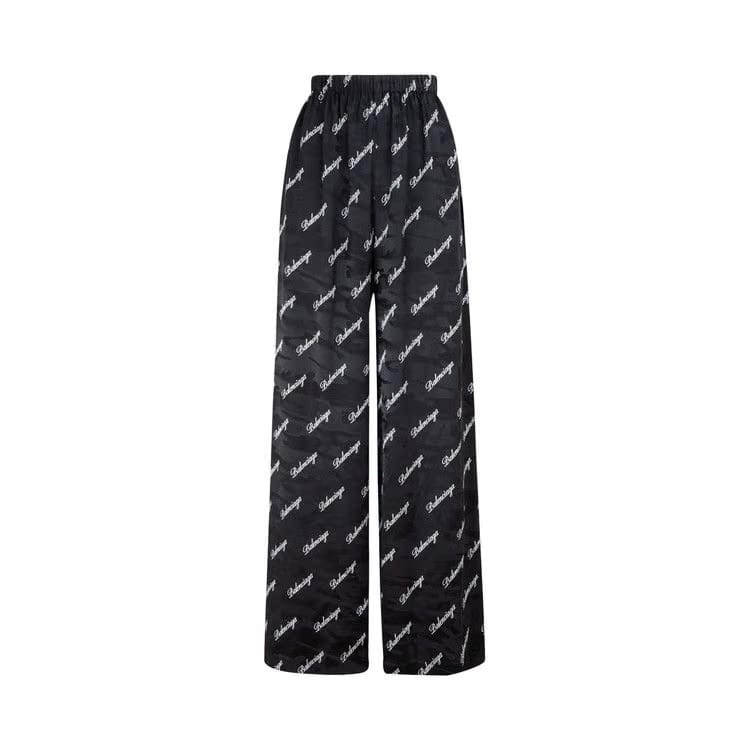 Balenciaga Oblique Logo Silk Trousers Black/White