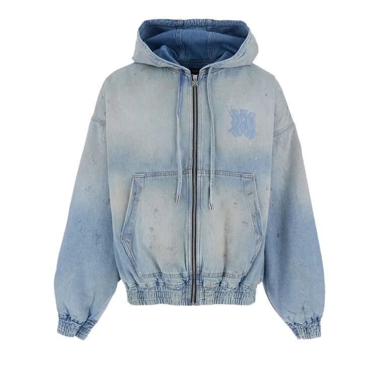 Amiri MA Denim Zip Hoodie Perfect Antique Indigo