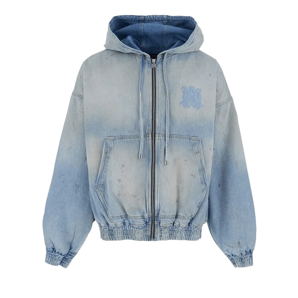 Amiri MA Denim Zip Hoodie Perfect Antique Indigo