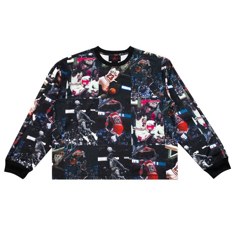 Air Jordan All Over Print Crewneck Shirt Black/White