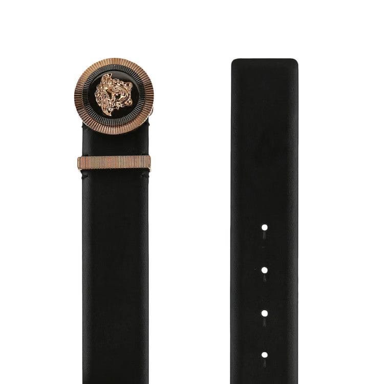 Versace Enamel Medusa Biggie Leather Belt Black/Gold