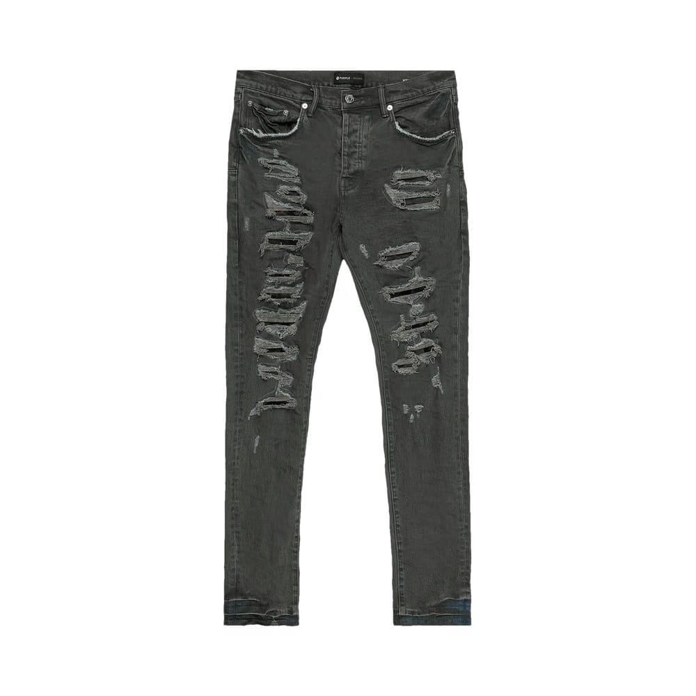 PURPLE BRAND Destroy Repair Jeans Gunmetal