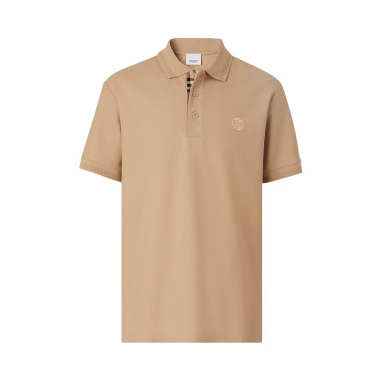 Burberry Monogram Motif Piqué Polo Shirt Soft Fawn
