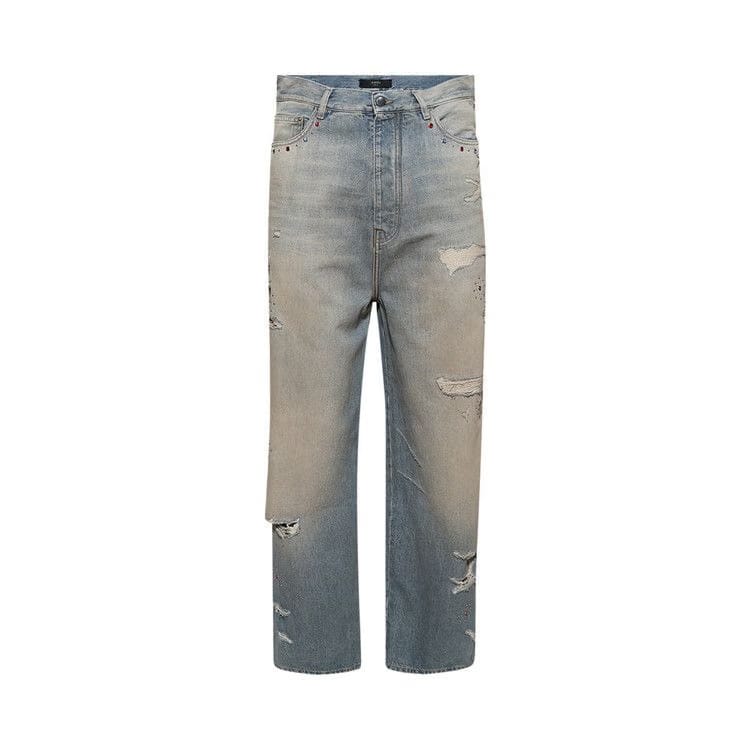 Amiri Bones Studded Baggy Jean Driftwood Blue