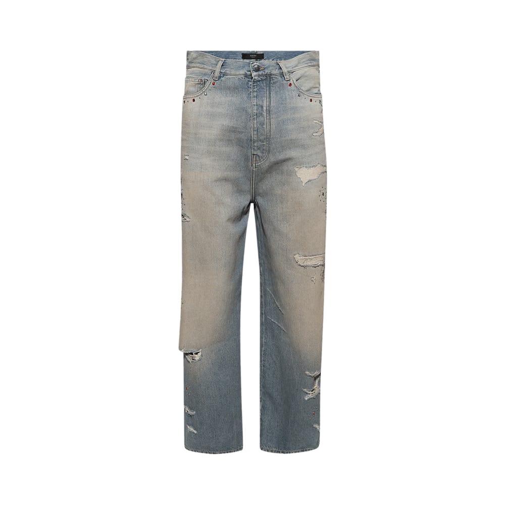 Amiri Bones Studded Baggy Jean Driftwood Blue