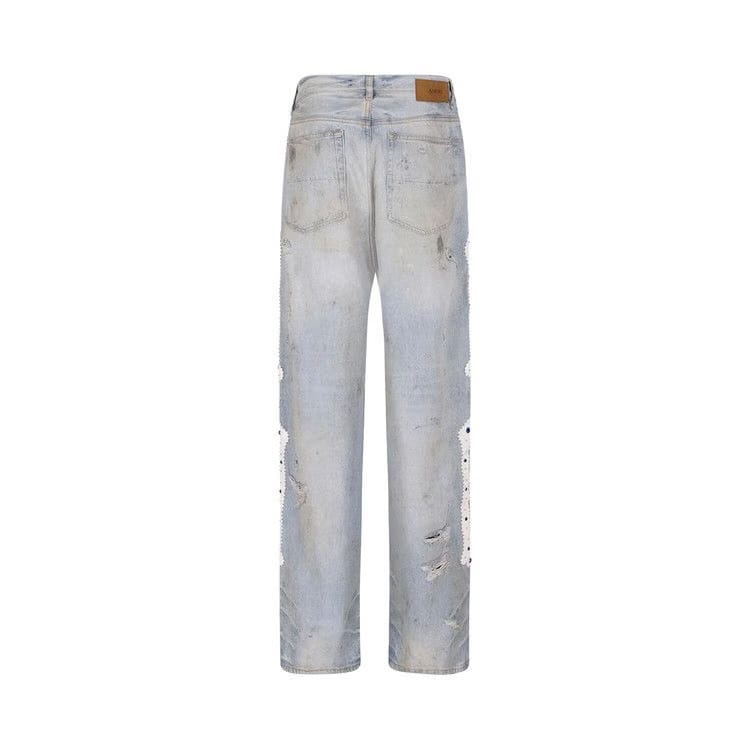 Amiri Bones Studded Baggy Jean Perfect Antique Indigo