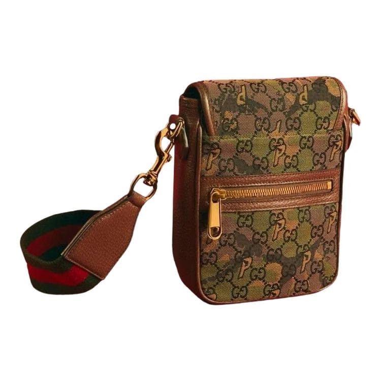 Gucci x Palace GG-P Canvas Messenger Bag With Web Shoulder Strap Camouflage