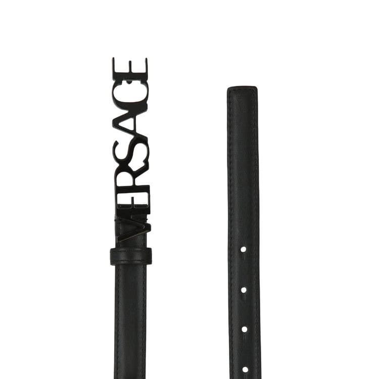 Versace Logo Thin Leather Belt Black