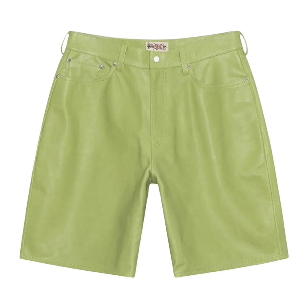 Stussy Big Ol Leather Shorts Lime