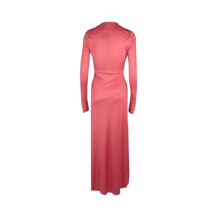 Givenchy Long-Sleeve Draped Dress Coral