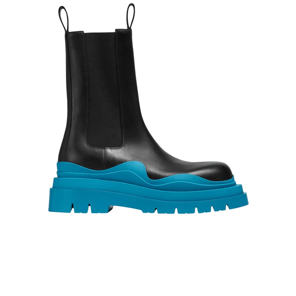 Bottega Veneta Tire Boot Black Amalfi Blue