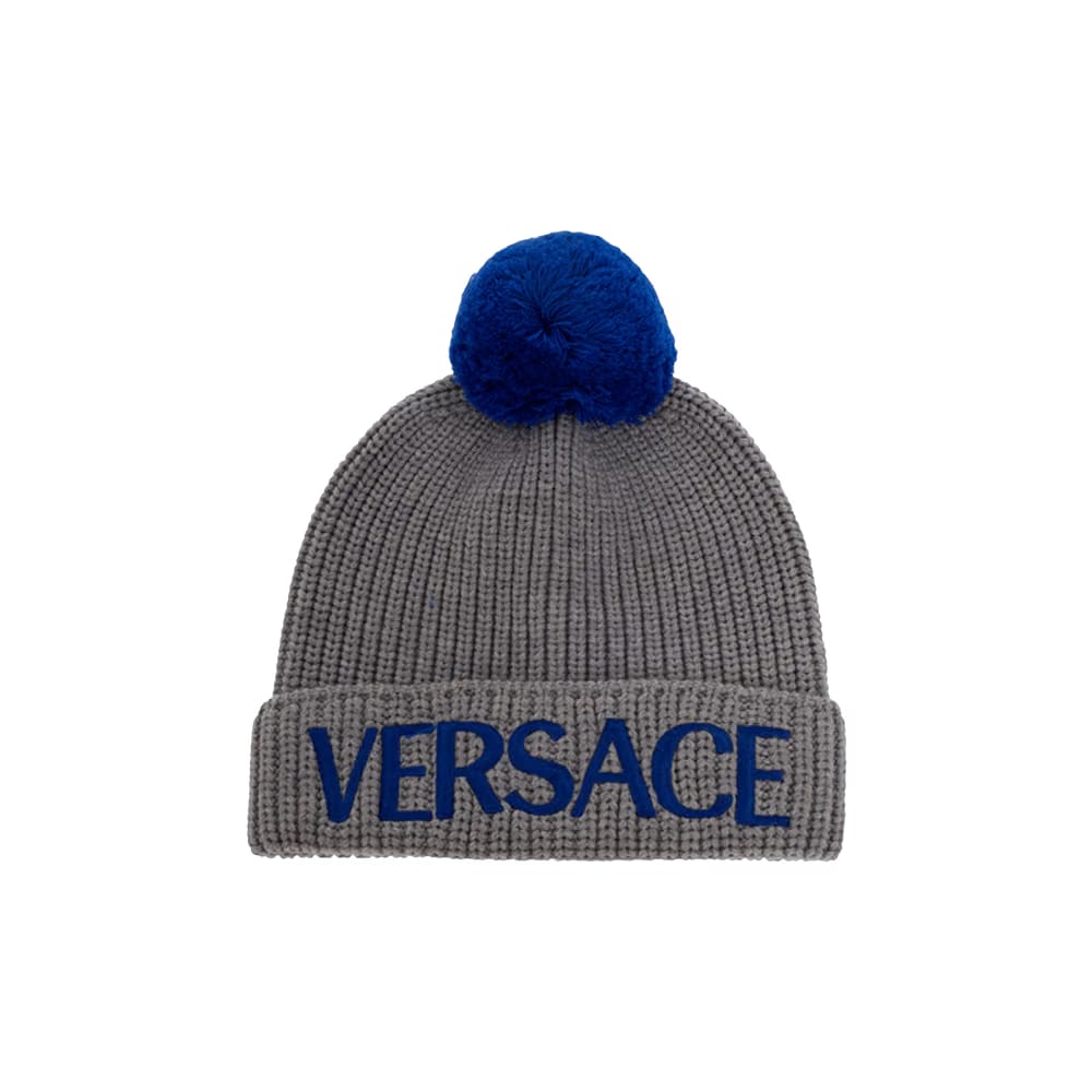 Versace Pompom Beanie Grey/Blue
