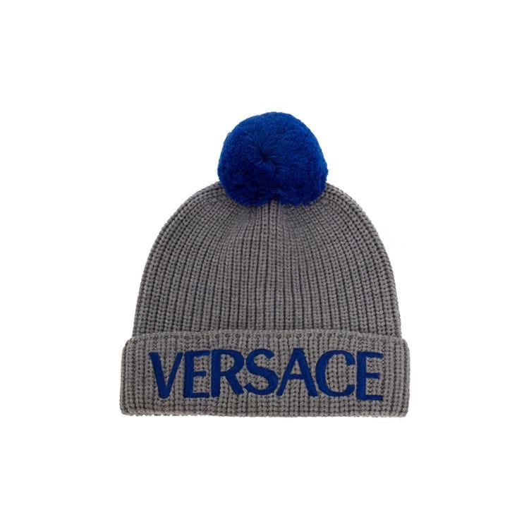 Versace Pompom Beanie Grey/Blue