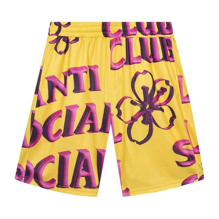Anti Social Social Club Coral Crush Bored Yellow Mesh Shorts Yellow