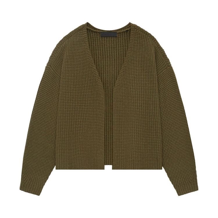 Fear of God Essentials Heavy Waffle Cardigan Olive