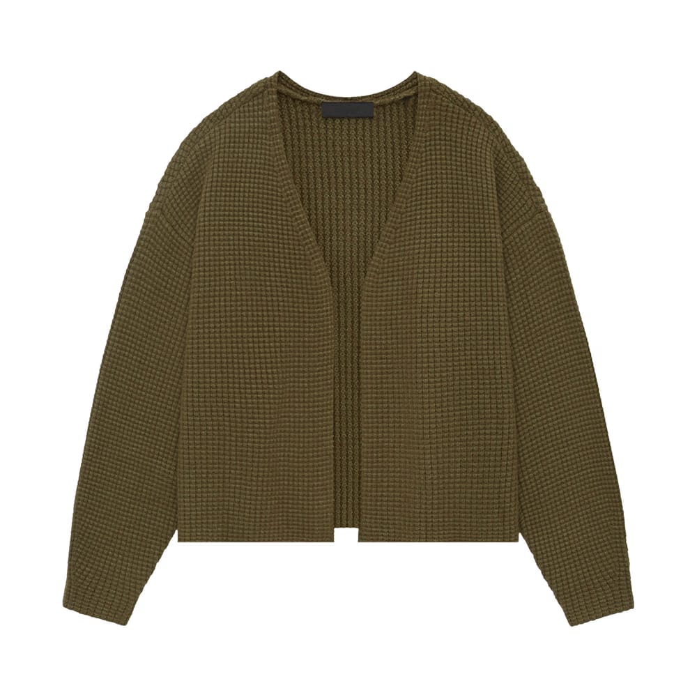 Fear of God Essentials Heavy Waffle Cardigan Olive