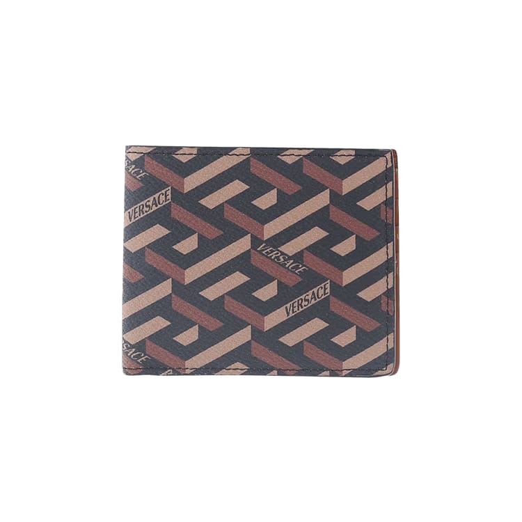 Versace La Greca Signature Bifold Wallet Black/Caramel