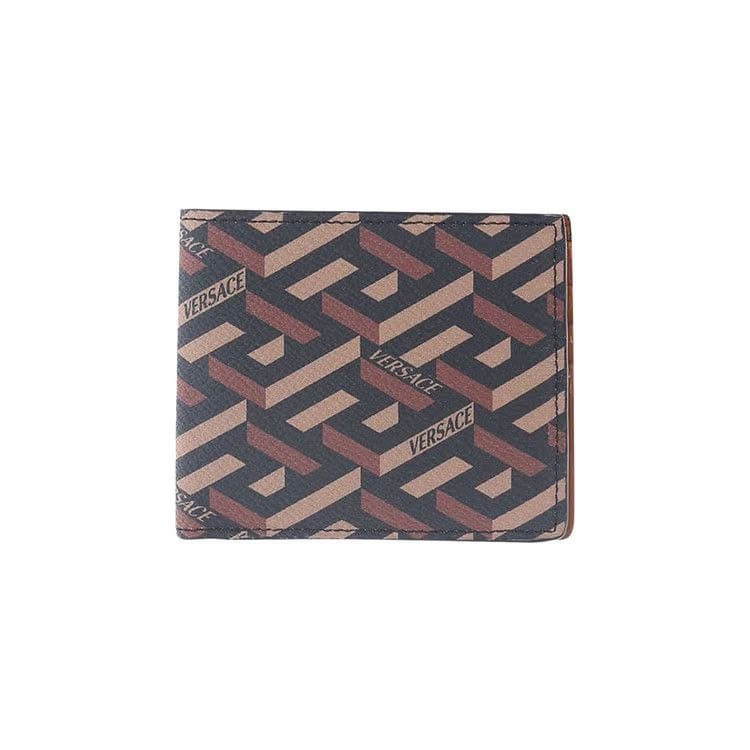 Versace La Greca Signature Bifold Wallet Black/Caramel