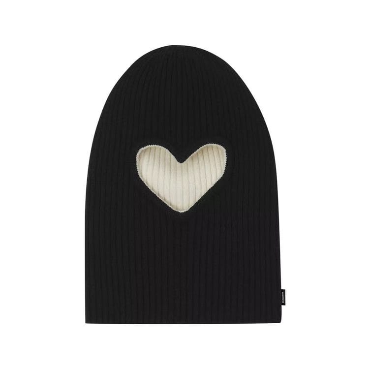 Burberry Reversible Cut Out Detail Rib Knit Beanie Black/White