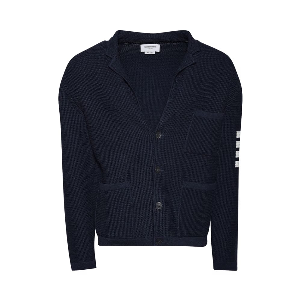 Thom Browne Textured Stitch Cardigan Jacket Dark Blue