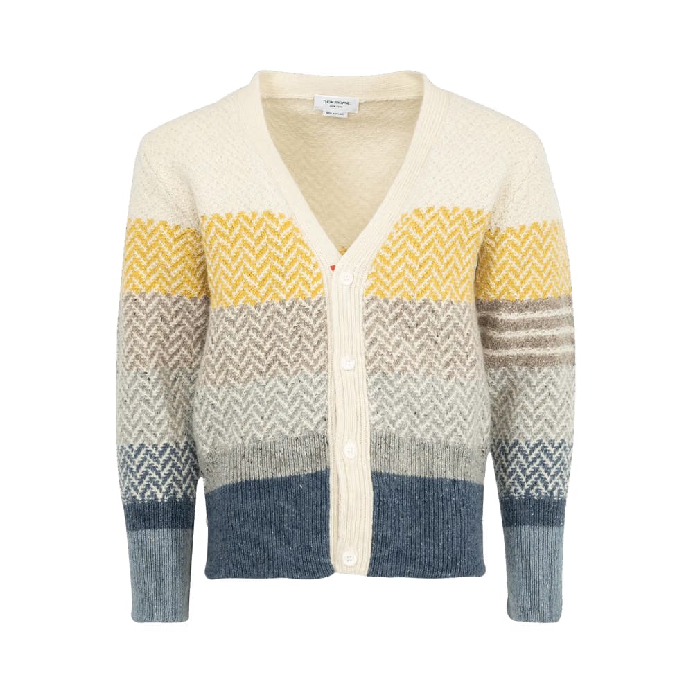 Thom Browne Striped Herringbone Jacquard Classic Cardigan Seasonal Multicolor