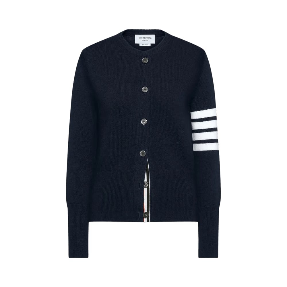 Thom Browne Classic Fit Crew Neck Cardigan Navy