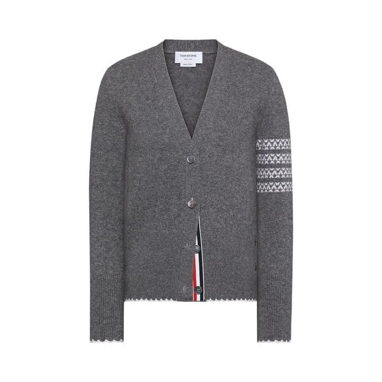 Thom Browne Holiday Hector Classic Fit V Neck Cardigan Medium Grey