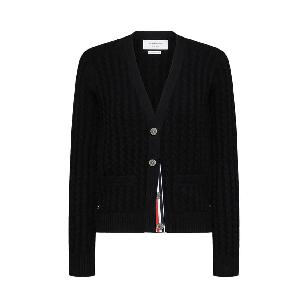 Thom Browne Classic V Neck Cashmere Cardigan Black