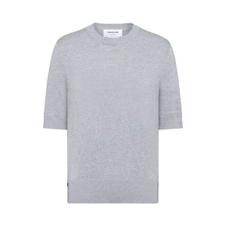 Thom Browne Jersey Stitch Shorts-Sleeve T-Shirt Light Grey