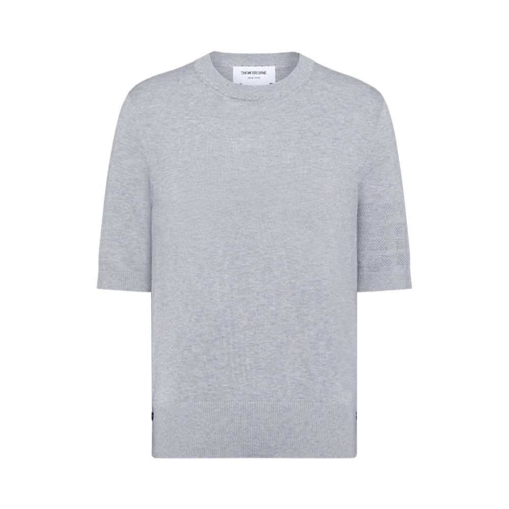 Thom Browne Jersey Stitch Shorts-Sleeve T-Shirt Light Grey