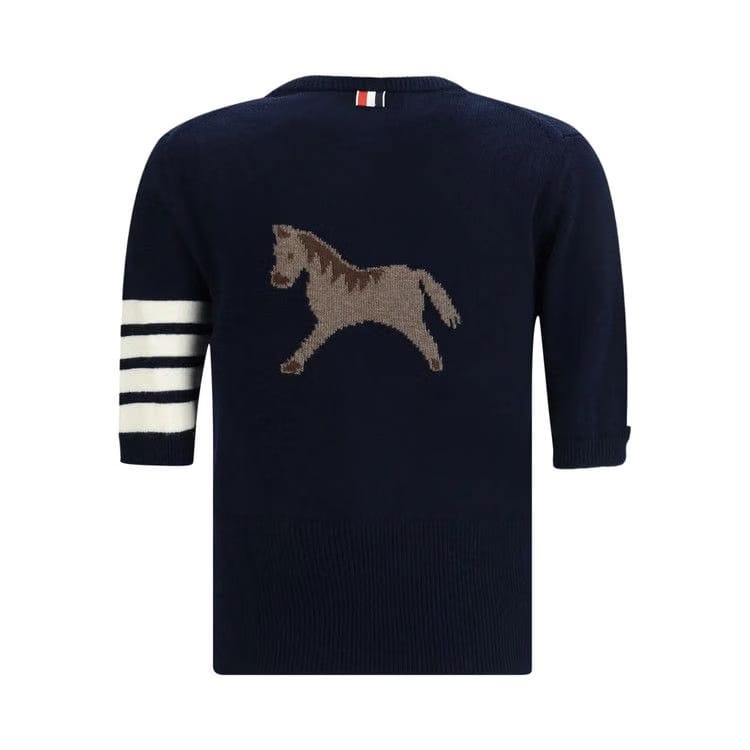 Thom Browne Classic Fit Shorts-Sleeve T-Shirt Navy