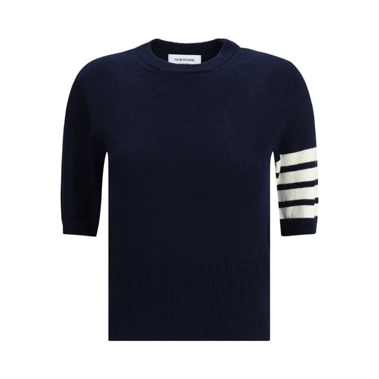 Thom Browne Classic Fit Shorts-Sleeve T-Shirt Navy