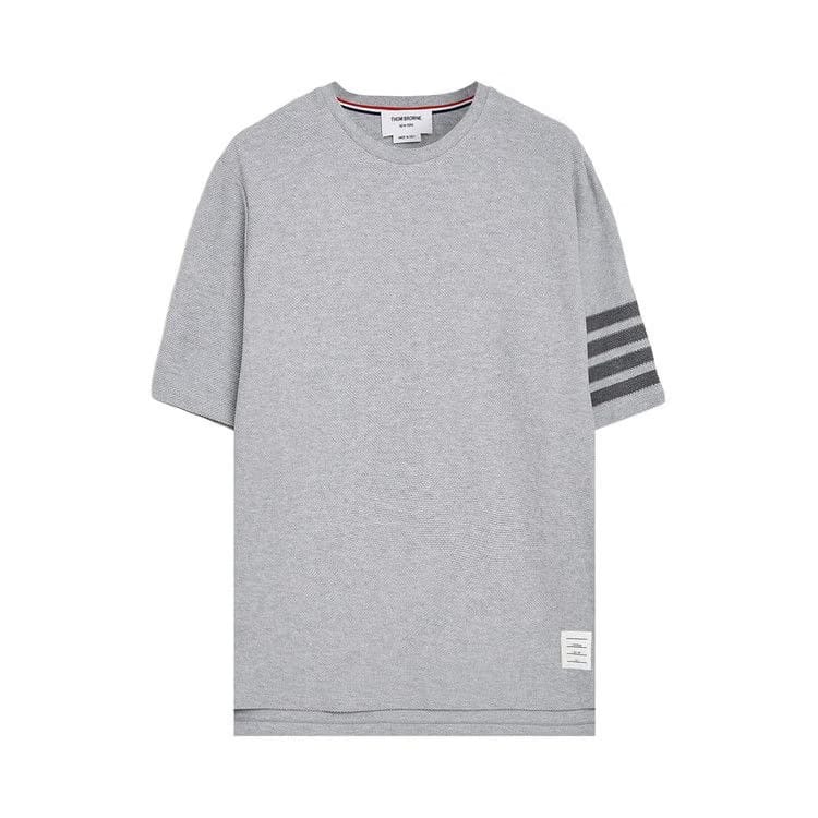Thom Browne 4 Bar Shorts-Sleeve T-Shirt Pale Grey