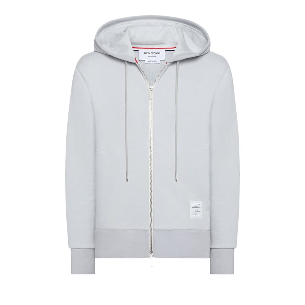 Thom Browne Zip Up Hoodie Pale Grey