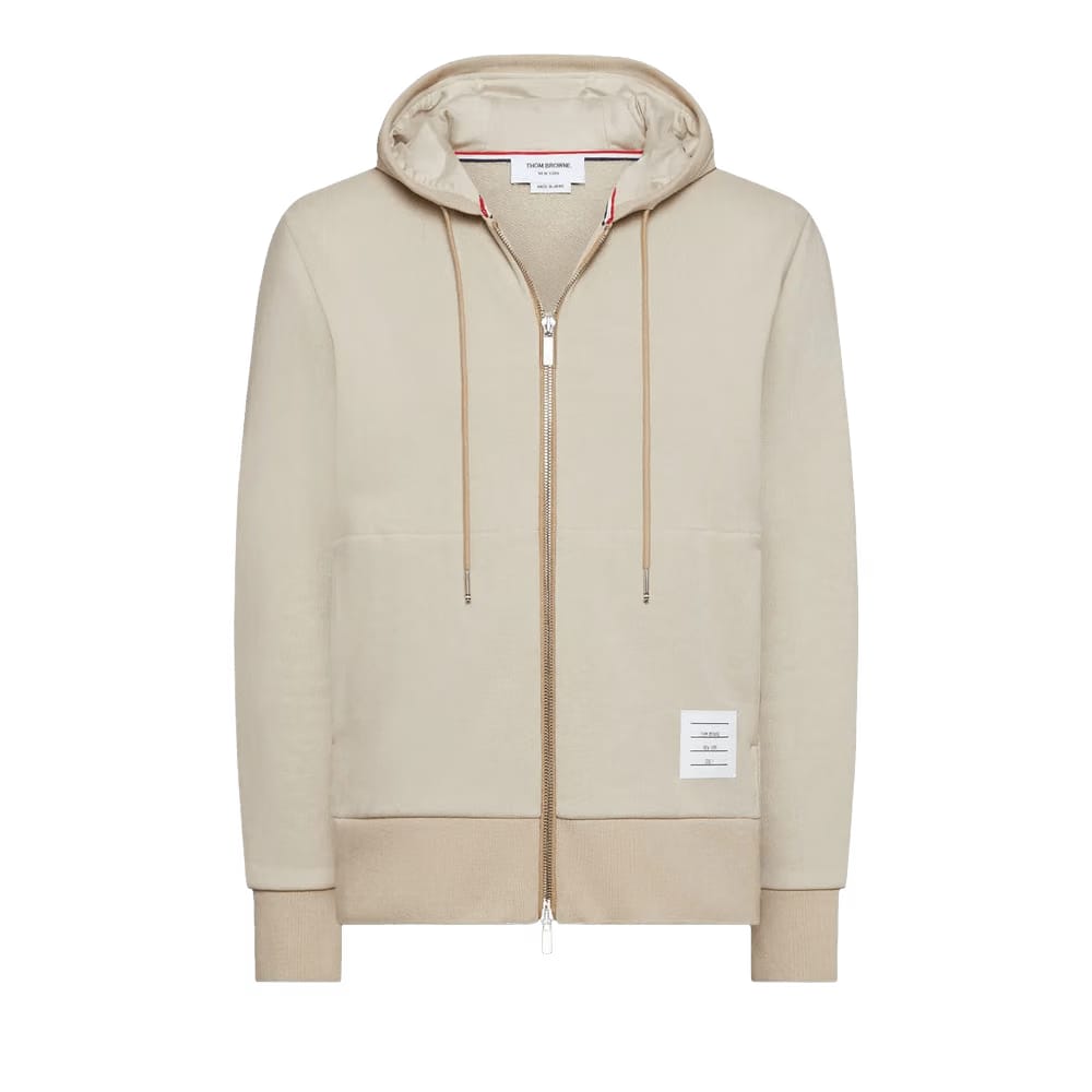 Thom Browne Zip Up Hoodie Beige