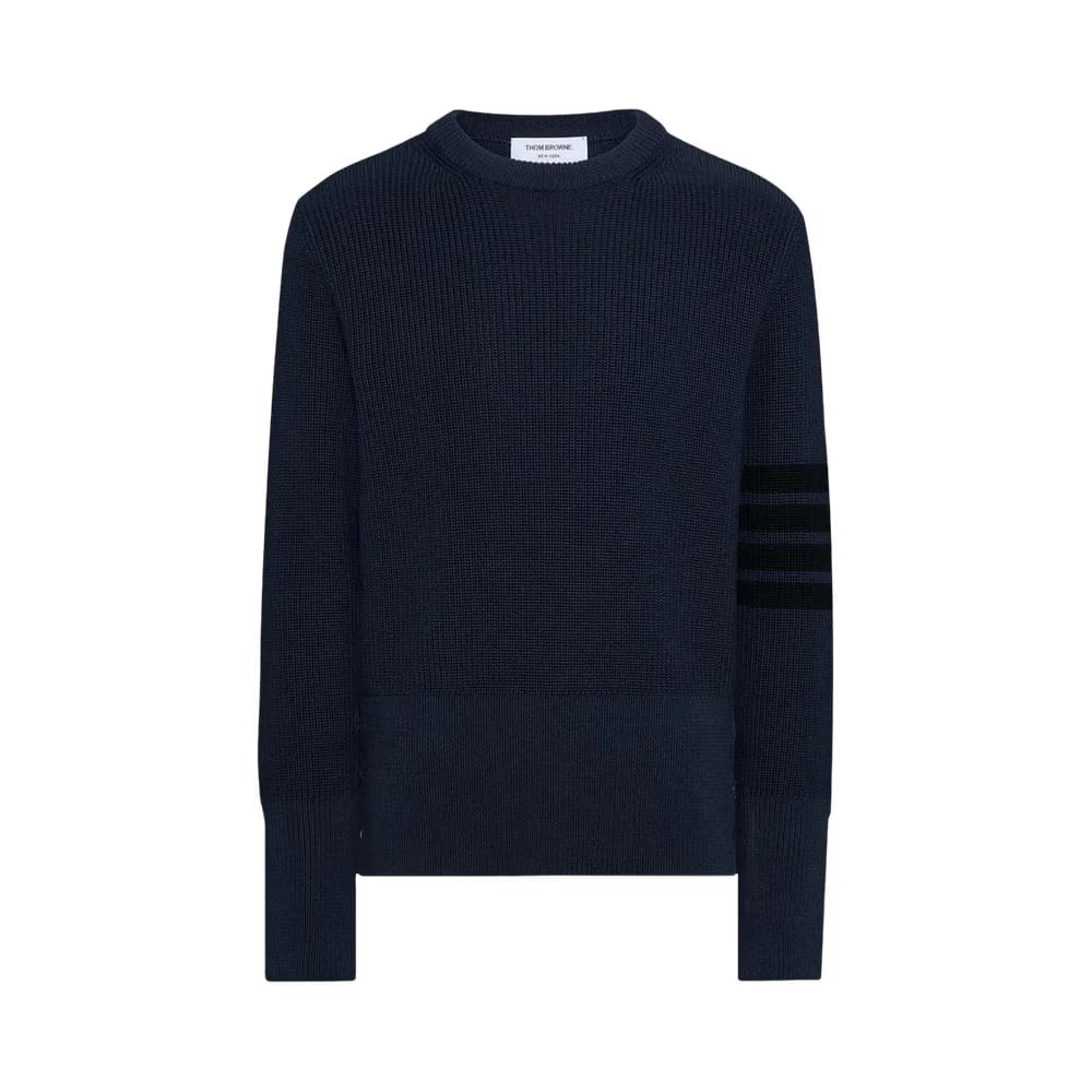 Thom Browne 4 Bar Stripe Classic Crew Neck Pullover Navy