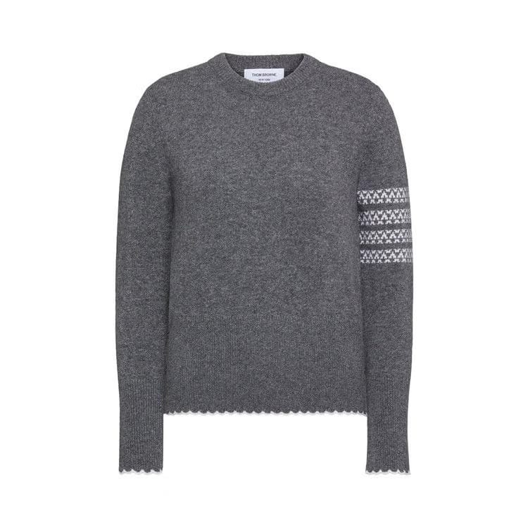 Thom Browne Holiday Hector Classic Fit Crew Neck Pullover Medium Grey