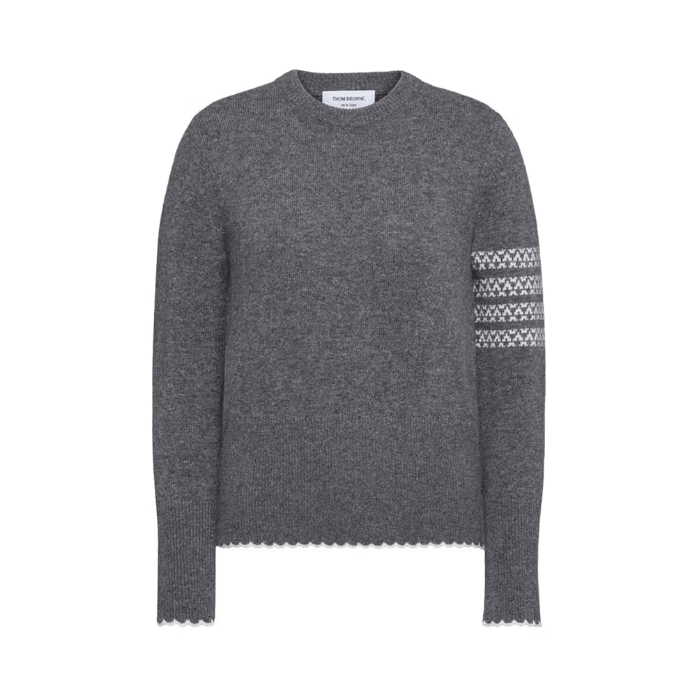 Thom Browne Holiday Hector Classic Fit Crew Neck Pullover Medium Grey