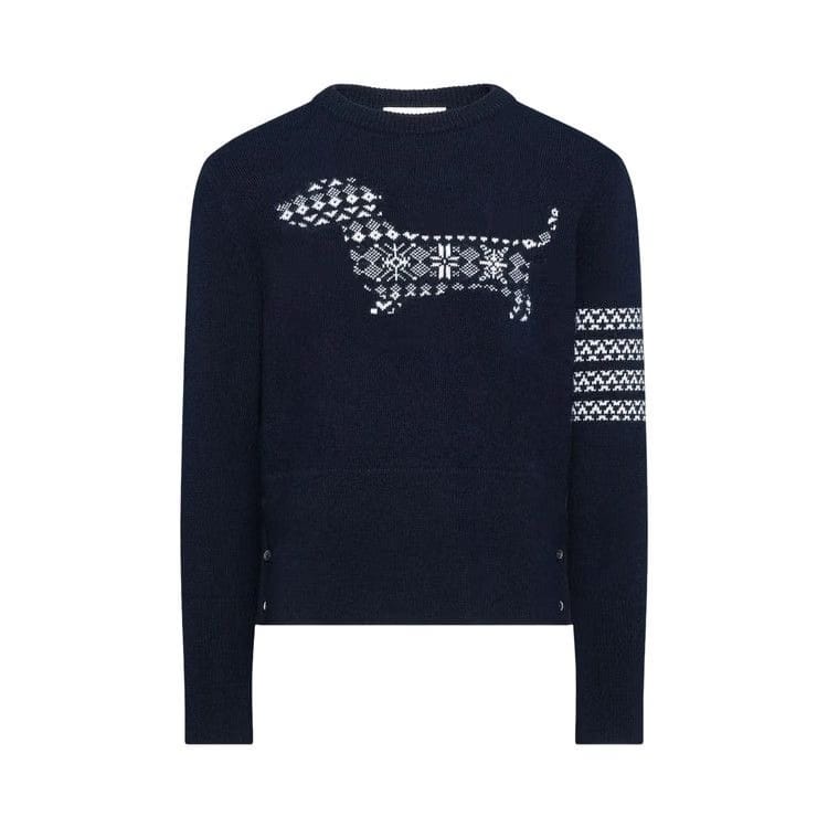 Thom Browne Holiday Hector Classic Crew Neck Pullover Navy