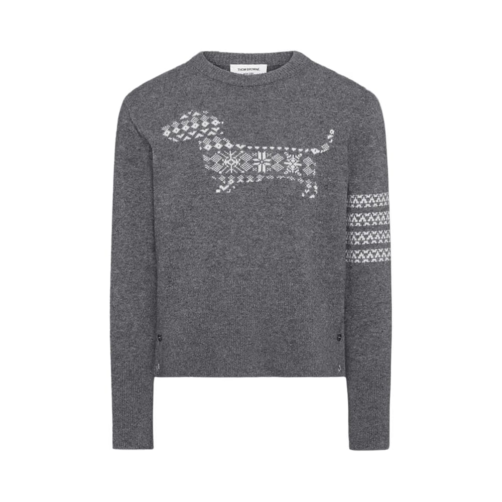 Thom Browne Holiday Hector Classic Crew Neck Pullover Medium Grey