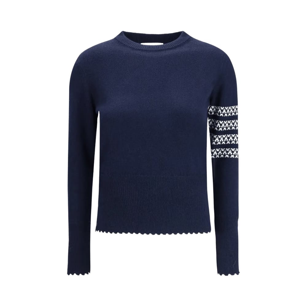 Thom Browne Holiday Hector Classic Fit Crew Neck Pullover Navy