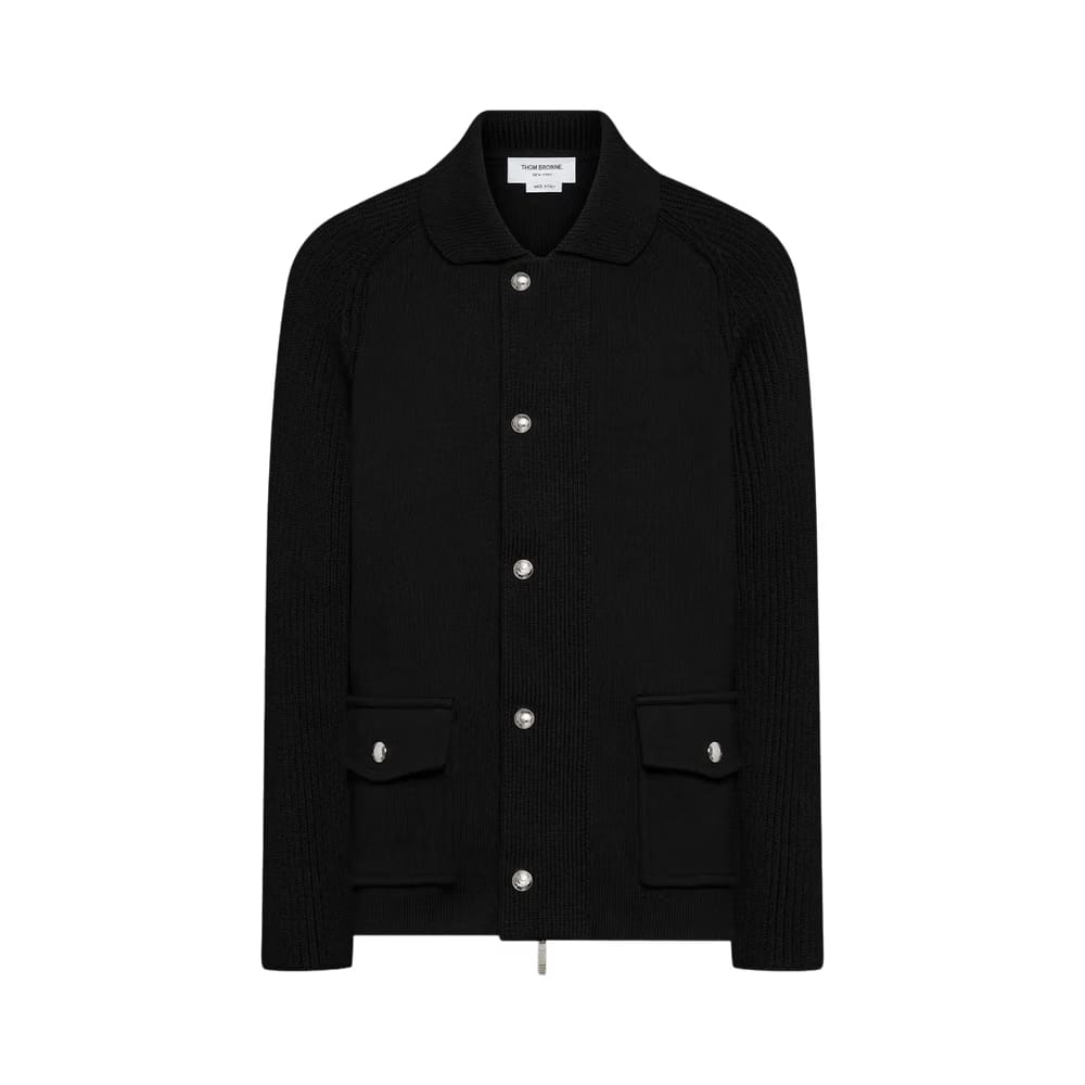Thom Browne Cotton Cashmere Zip Up Jacket Black