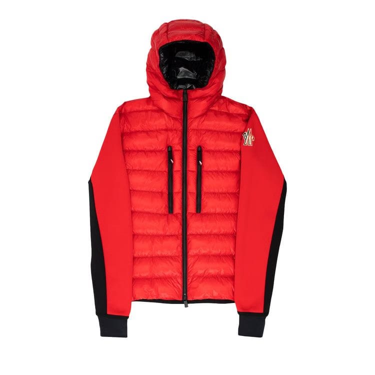 Moncler Shiny Puffer Cardigan Red