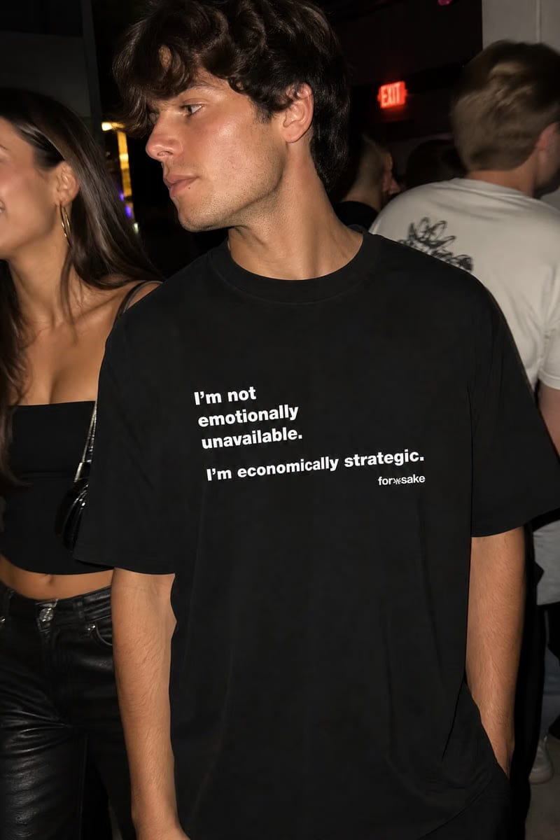 Forfksake Emotionally Unavailable Black T-Shirt