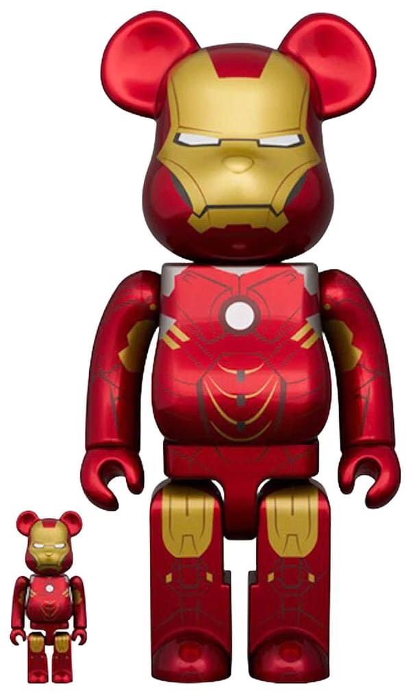 Bearbrick x Marvel The Infinity Saga Iron Man Mark IV 100% & 400% Set Red/Gold