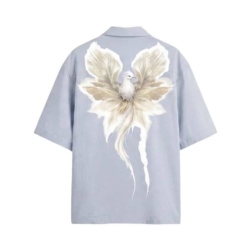 Off Supply Angelic Grey Bowling Shirt
