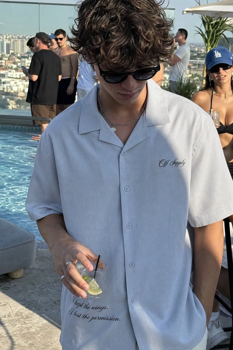 Off Supply Angelic Grey Bowling Shirt